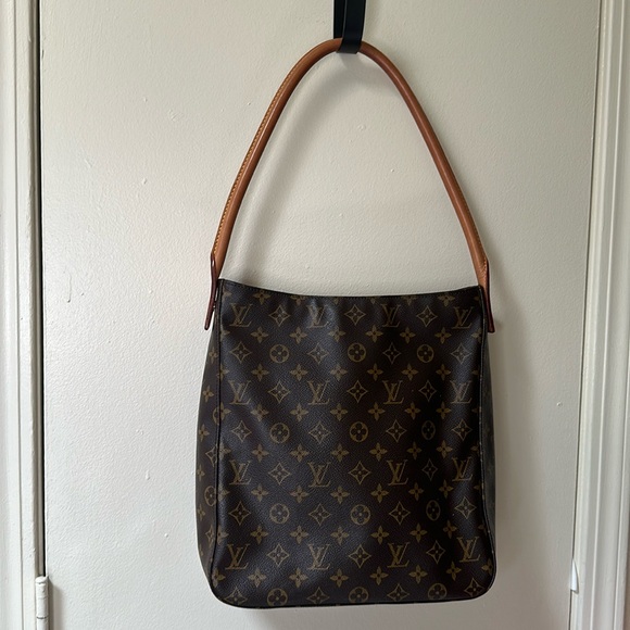 Louis Vuitton Monogram Canvas Looping GM Shoulder Bag Purse Brown Number Leather - Picture 2 of 16